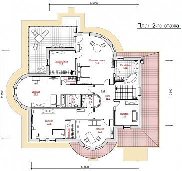 Проект двухэтажного загородного дома с мансардой / План 2 этажа