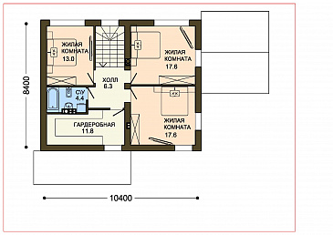 Проект двухэтажного жилого дома со строгой отделкой и удобной террасой / План 2 этажа