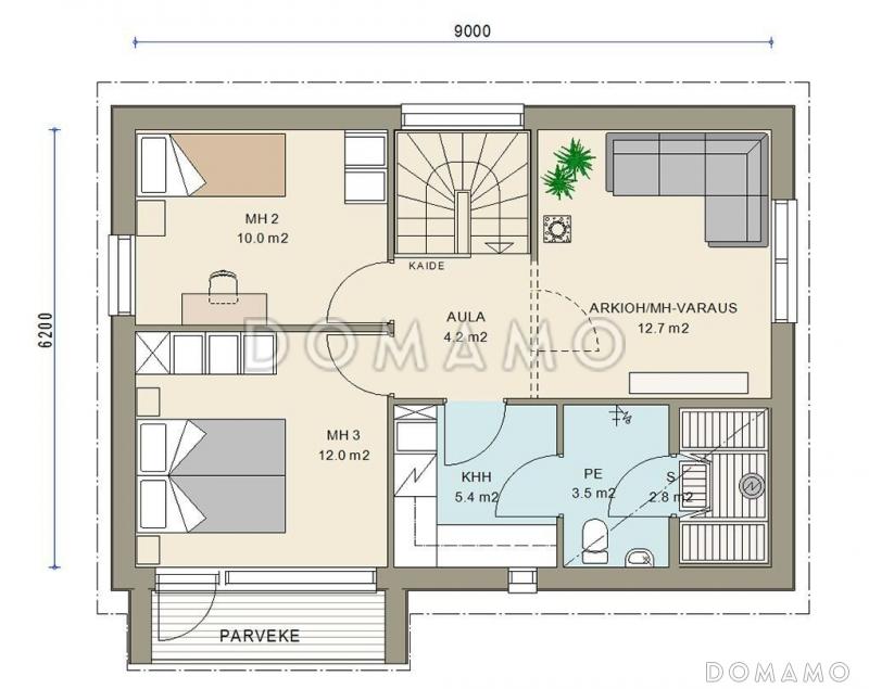 Проект двухэтажного каркасного дома c сауной на втором этаже / План 2 этажа