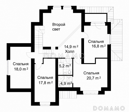 Проект коттеджа с билиардной и вторым светом / План мансардного этажа