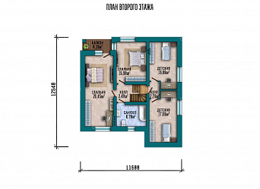 Проект одноэтажного дома с мансардой и гаражом на два автомобиля / План мансардного этажа