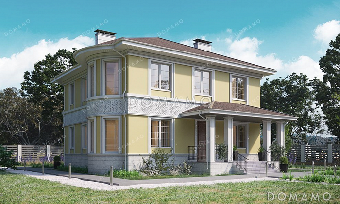 Проект двухэтажного дома с застекленной верандой