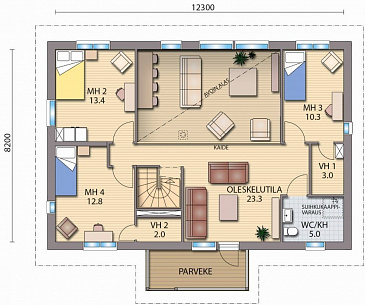 Проект двухэтажного дома с уютным небольшим кабинетом на первом этаже / План 2 этажа