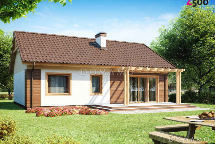 Проект одноэтажного дома из газобетона с тремя спальнями и террасой