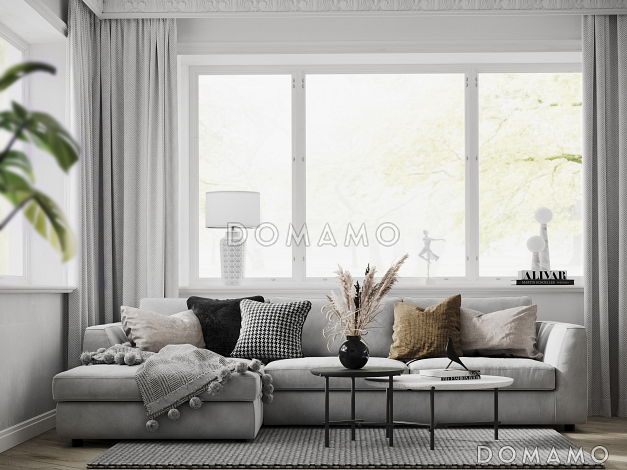 Проект одноэтажного дома из кирпича с гаражом, террасой, детскими комнатами