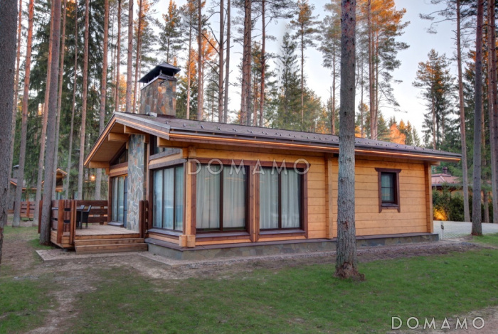 Проект одноэтажного дома из клееного бруса общей площадью 100 м. кв.