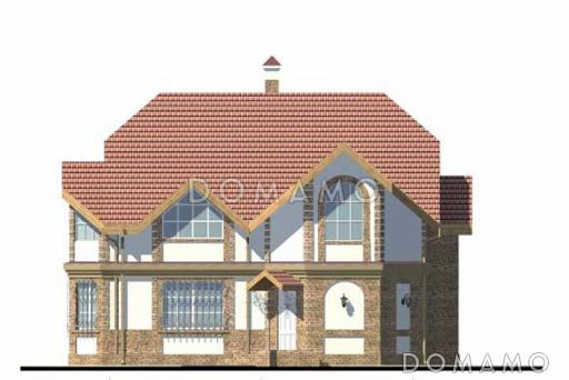 Проект кирпичного дома с многощипцовой крышей / Фасад 1