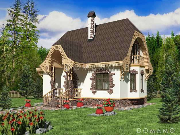 Проект небольшого дома из газобетона в русском стиле