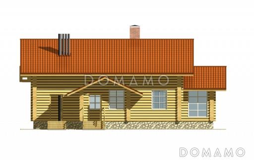 Проект дома из оцилиндрованного бревна, с мансардным этажом и зимним садом / Фасад 4