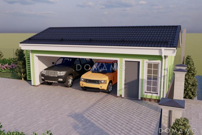 Проект гаража-навеса на два машиноместа