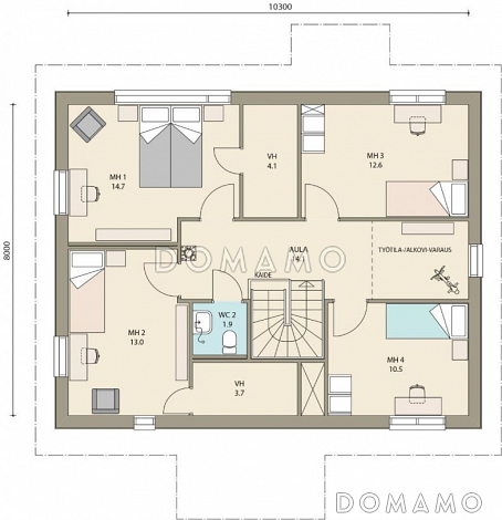 Проект каркасного дома маленькой кухонной зоной / План 2 этажа