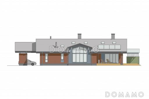 Проект дома со спа-зоной, верандой, просторной гостиной-столовой и 3 спальнями / Фасад 3