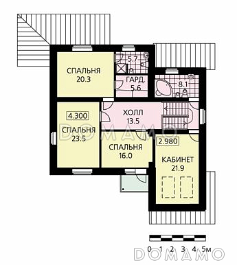 Проект дома из пенобетона с гаражом и просторной гостиной / План 2 этажа