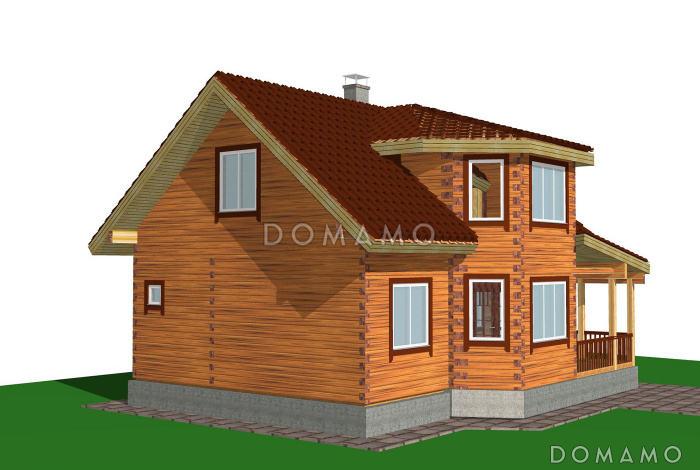 Проект коттеджа из бревна с сауной