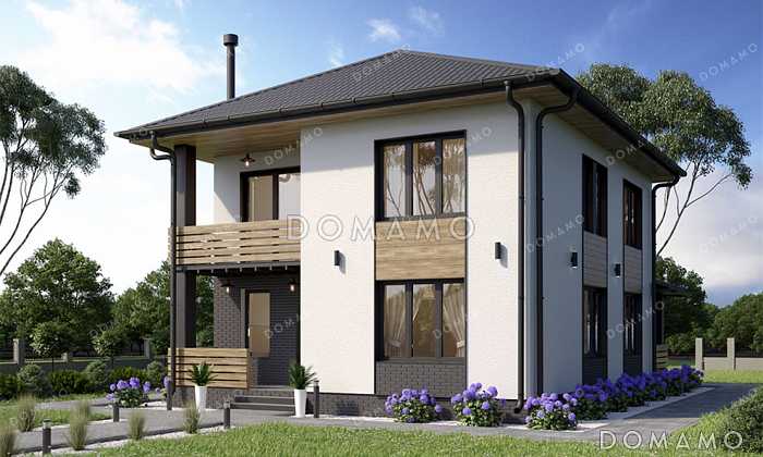 Проект двухэтажного коттеджа с 3 спальнями, просторной кухней-гостиной и крытой террасой