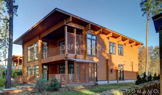 Проект двухэтажного дома из клееного бруса с сауной и гостевой комнатой на первом этаже