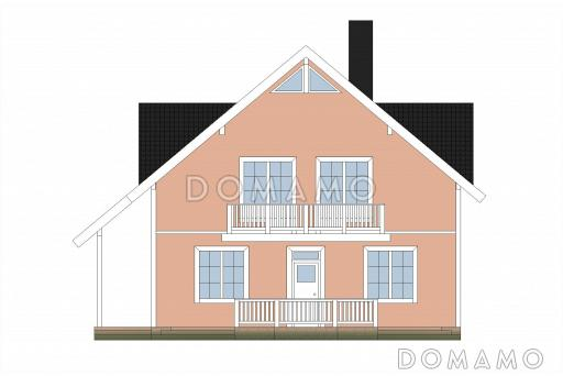 Проект каркасного дома с большой открытой террасой / Фасад 1