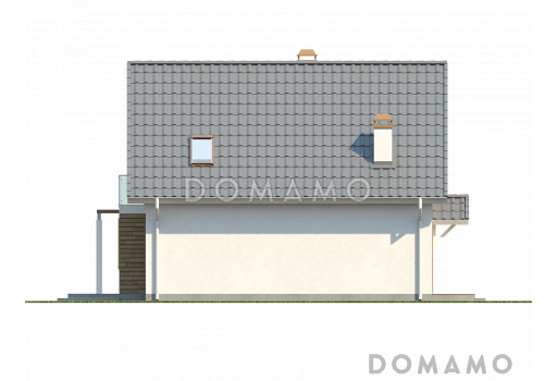 Проект классического мансардного дома из газобетона с кабинетом, с эркером и балконом / Фасад 4