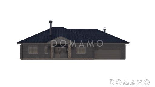 Проект одноэтажного дома с мансардой, верандой и гаражом на 2 машины / Фасад 3