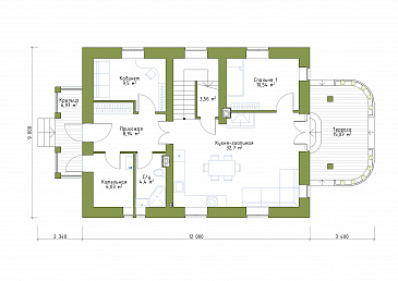 Проект небольшого особняка в классическом стиле  / План 1 этажа