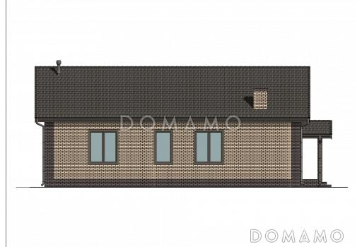Проект компактного одноэтажного дома из газобетона с 3 спальнями, котельной и постирочной / Фасад 4
