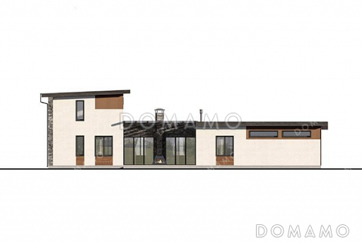 Проект двухэтажного дома с террасой и гаражом на два автомобиля / Фасад 1