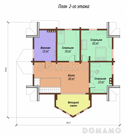 Проект одноэтажного дома с мансардным этажом, эркером и вторым светом / План мансардного этажа
