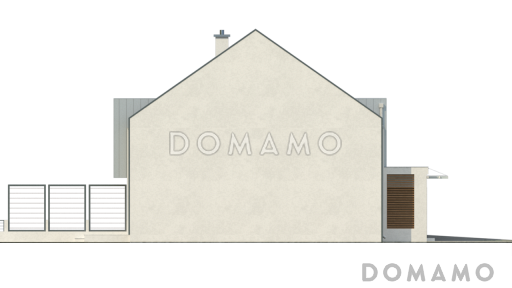 Проект современных мансардных домов-близнецов из газобетона с гаражом, тремя спальнями и красивым слуховым окном и балконом / Фасад 4