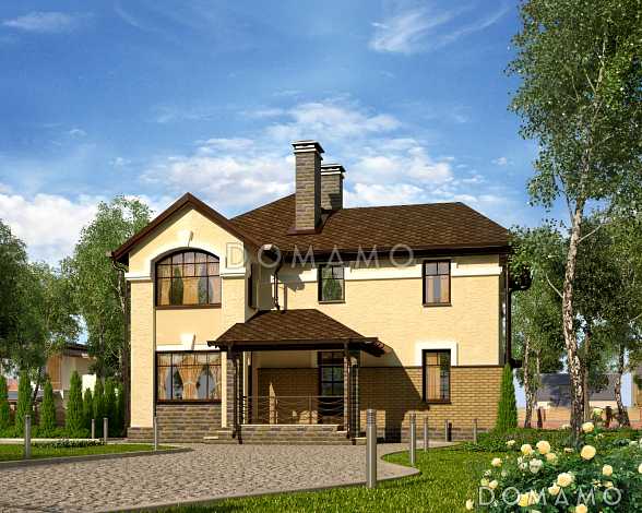 Проект дома c кухней-столовой, спальней на первом этаже, крытой террасой