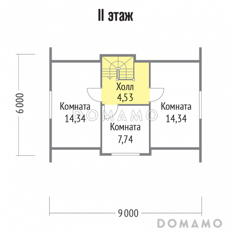 Проект каркасного дома с облицовкой деревянной вагонкой / План мансардного этажа