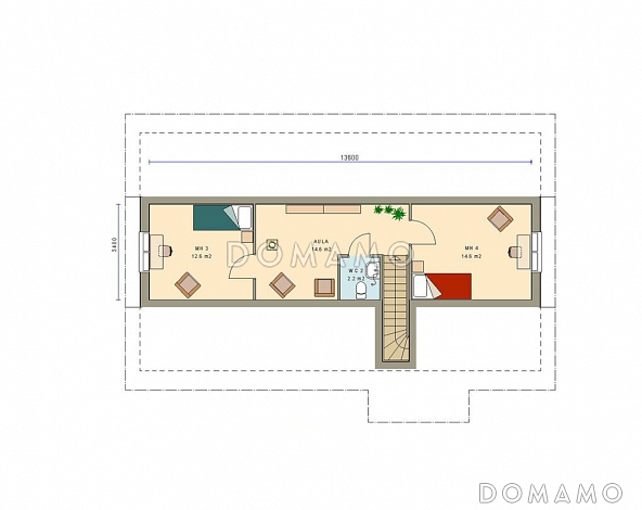 Проект каркасного экономичного дома / План мансардного этажа