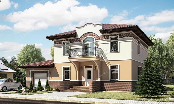 Проект двухэтажного дома с террасой и балконом