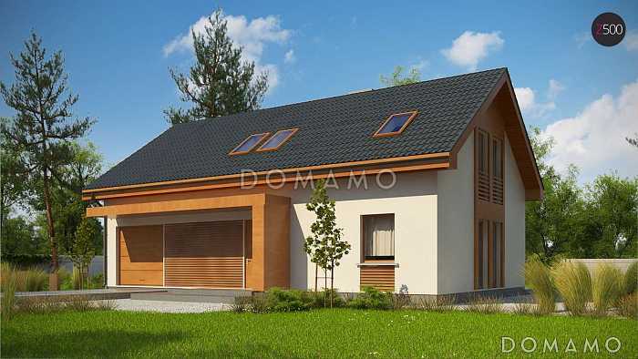 Проект одноэтажного дома с мансардным этажом из газобетона с четырьмя спальнями, кабинетом и и гаражом