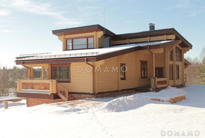 Проект дома из клееного бруса с необычной планировкой