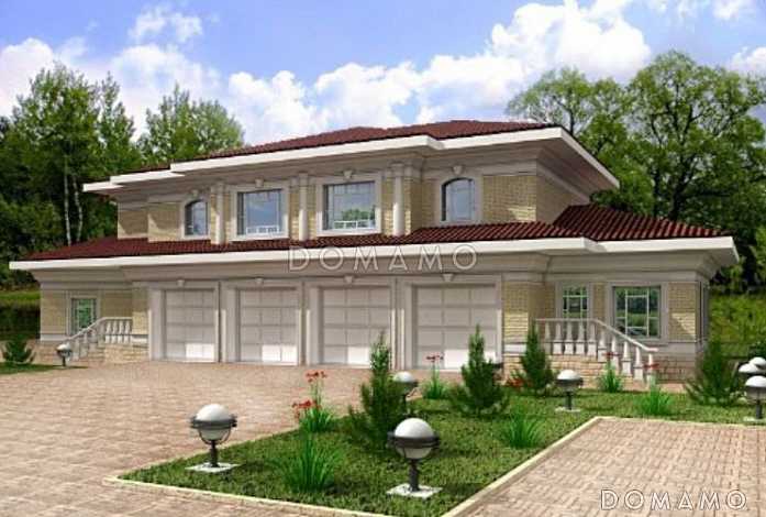 Проект гаража для четырех автомобилей с комнатой отдыха и санузлом