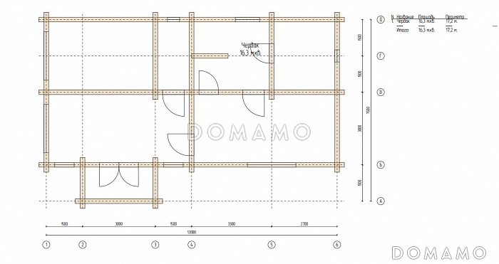 Баня с теплой верандой / План мансардного этажа