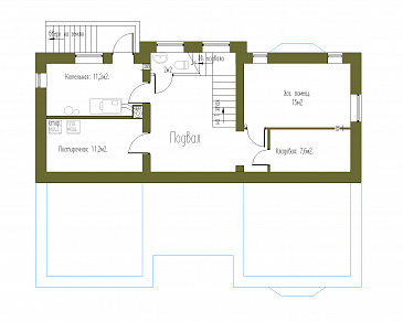 Проект особняка в стиле Тюдор / План цокольного этажа