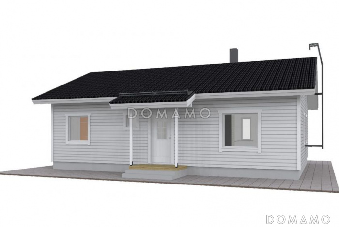 Проект одноэтажного каркасного дома с двускатной крышей