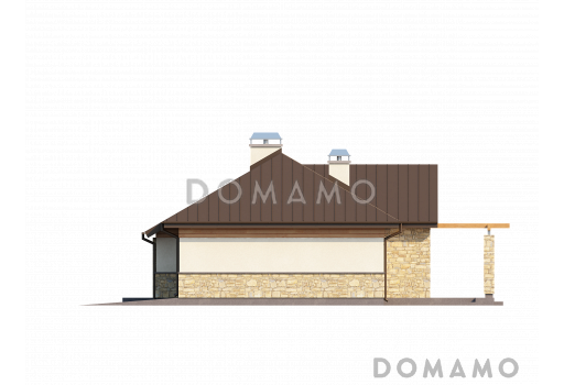 Проект одноэтажного дома из кирпича со встроенным гаражом / Фасад 4