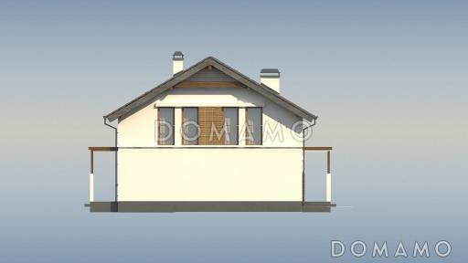 Проект одноэтажного дома с высоким мансардным этажом из газобетона с кабинетом и угловым балконом / Фасад 3