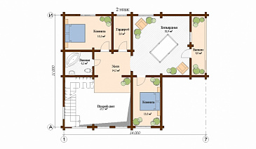 Проект дома с двумя спальнями / План мансардного этажа