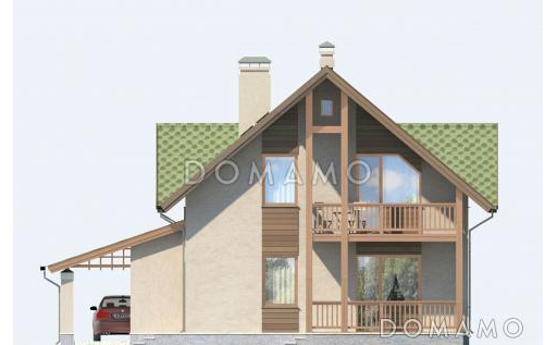 Проект дома из SIP панелей с навесом для автомобиля / Фасад 4