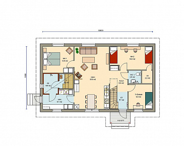 Проект каркасного экономичного дома / План 1 этажа