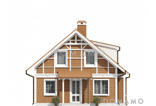 Проект одноэтажного мансардного дома из газобетона с тремя спальнями и кабинетом / Фасад 1