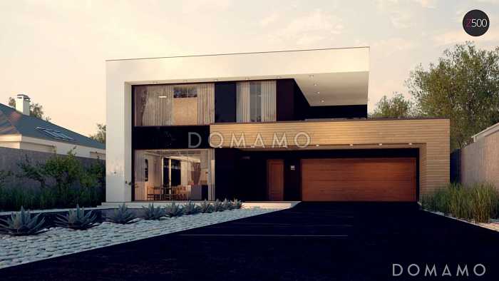 Проект современного двухэтажного дома из газобетона с тремя спальнями, спортзалом, сауной и гаражом для двух автомобилей