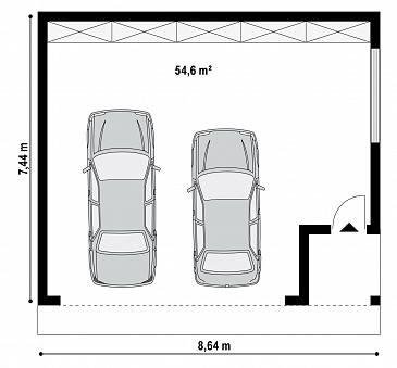 Проект просторного гаража из газобетона для двух автомобилей  / План 1 этажа