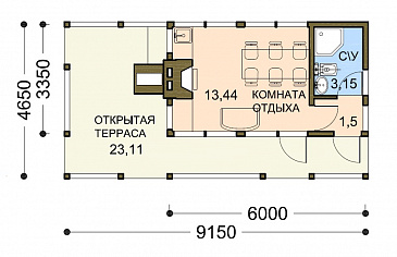 Проект беседки с комнатой отдыха и санузлом / План 1 этажа
