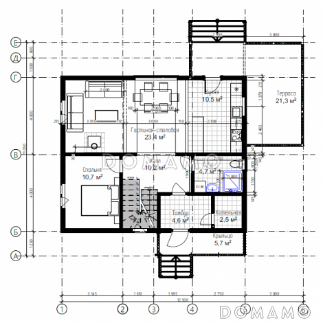 Каркасный дом "Мартин" / План 1 этажа