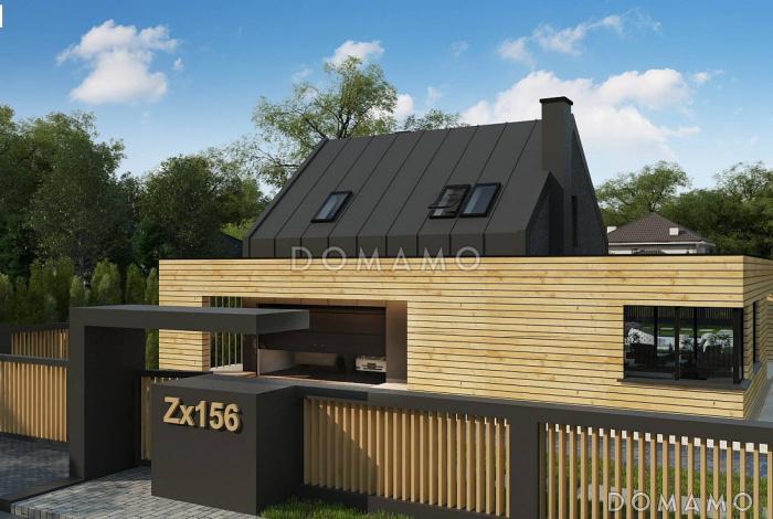 Проект современного двухэтажного дома из кирпича с комбинированной крышей