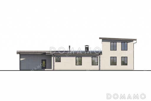 Проект двухэтажного дома с террасой и гаражом на два автомобиля / Фасад 3